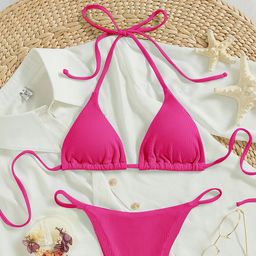 thumbnail for Amazon Lace-Up Bikini Swimsuit for Women 2026 New European and American Sexy Beach Bikini Hot Spring Swimwear