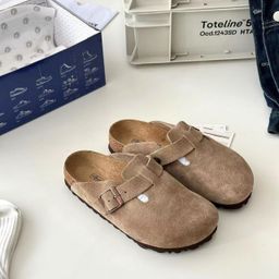 thumbnail for Henan Sangpo cork couple shoes inside and out, full leather half support, wear versatile fashion sandals, women's shoes, men's shoes