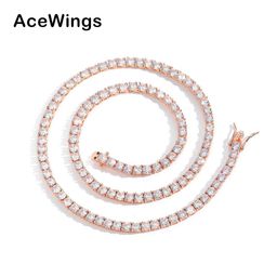 thumbnail for Rose gold white zirconia tennis chain 3mm4mm5mm zircon necklace European and American bracelet single row necklace hip hop jewelry women