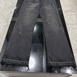 thumbnail for Ch's Men's Trendy Crocs Cross Leather Jeans High Version Dijia High Street Fashion Pants