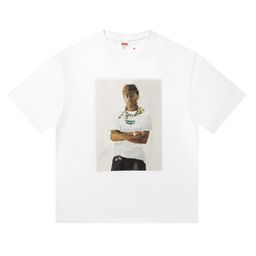 thumbnail for New European and American trend cotton crew neck T-shirt English logo uni** loose version T-shirt couple short sleeve tee