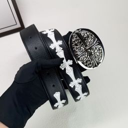 thumbnail for CH Crowe Cross Belt Men&#039;s and Women&#039;s Leopard Print Hollow Evergreen Vine Men&#039;s and Women&#039;s Belt Star Same Punch Embroidered