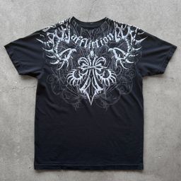 thumbnail for Cross-border Gothic T-shirt European and American Retro Style TAPOUT MPS Pattern T-shirt Men's Y2K Black T-shirt