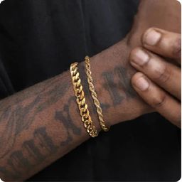 thumbnail for Pulseiras de aço de titânio de joias transfronteiriças europeias e americanas para homens e mulheres, correntes combinadas de aço inoxidável, pulseiras de casal, pulseiras populares no atacado