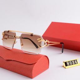 thumbnail for Cross-border new frameless leopard head men's square sunglasses sunglasses, women's trendy metal double-beam frameless sunglasses