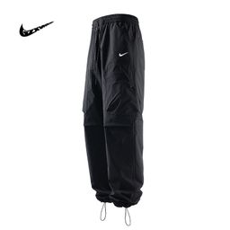 thumbnail for Mountain Outdoor Spring and Summer Thin Trendy Brand Loose Drawstring Multi-Pocket Ice Silk Quick-Dry Straight Casual Overalls for Men