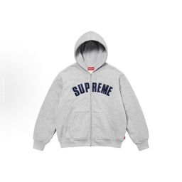 thumbnail for Supreme 24Fw Heated Waffle Fleece Sweatshirt for Men and Women, Couple Style, Patch Pattern, Zip-Up Hoodie, Trendy Brand