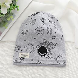 thumbnail for Gorro holgado de una sola capa con bloques de color para niños, gorro tipo jersey para bebés a prueba de viento para primavera y otoño, gorro estampado para niños y niñas, novedad de 2025.
