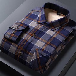 thumbnail for Men's Thermal Shirts, Thickened Fleece, Winter Plaid Shirts, Men's Vintage Prints, Long Sleeves, Casual Men's
