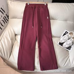 thumbnail for Cross-border foreign trade 25 years of new high-quality Ralph Lauren fleece cotton loose drape high-waisted casual wide-leg pants