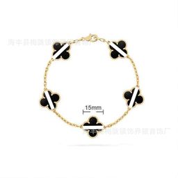 thumbnail for Fanjia High Version Four-Leaf Clover Five-Flower Bracelet 18K Rose V Gold Female White Shell Red Agate Chalcedony Gift for Girlfriend