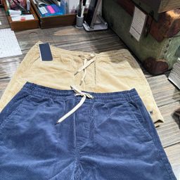 thumbnail for RL Laff Pony Logo Calças de casal de cinco pontos de veludo de algodão puro bordadas shorts casuais de verão masculinos soltos e respiráveis