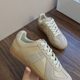 thumbnail for High version classic Margiela women's 2025 new German training shoes couple leather casual board shoes lace-up small white shoes men