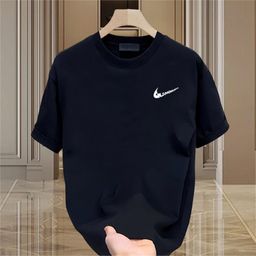 thumbnail for Verão nova camiseta de manga curta masculina americana pesada marca da moda casal meia manga topos solto casual em torno do pescoço camisa de fundo