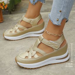thumbnail for Cross-border foreign trade plus size sandals women's spring 2025 new European and American wedge heel roman velcro women's shoes size 43