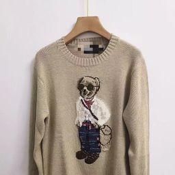 thumbnail for The original 25 autumn and winter cotton heavy industry cartoon bear round neck college age-reducing versatile sweater unisex