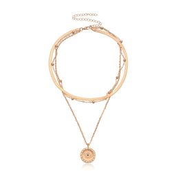 thumbnail for Cross-border best-selling Middle East bestseller personalized lotus necklace, fashionable minimalist, versatile multi-layer bead chain necklace