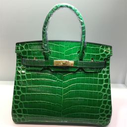 thumbnail for 2026 New European and American Fashion Crocodile Pattern Genuine Leather Platinum Bag One Shoulder Crossbody Cowhide Women's Handbag Women's Handbag