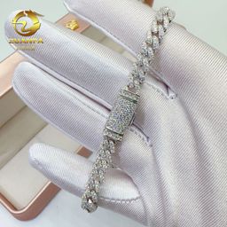 thumbnail for European and American Cross-Border 6mm Hip-Hop Bracelet 925 Silver Necklace Trendy Brand Personalized Moissanite Diamond-Shaped Cuban Chain Men&#039;s Bracelet