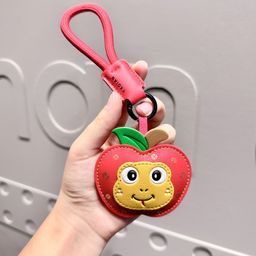 thumbnail for Leather Love Keychain Pendant Leather Smiley Car Key Chain Five-pointed Star Schoolbag Hanging Small Gift Wholesale