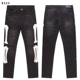 thumbnail for amiri American high street trendy brand purple small feet straight ink splash graffiti scratched holes and tight jeans