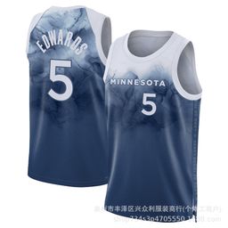 thumbnail for 23-24 season Timberwolves City Edition Hot Press Jersey No.5 Edwards No.32 Downs 25 Ross Basketball Suit