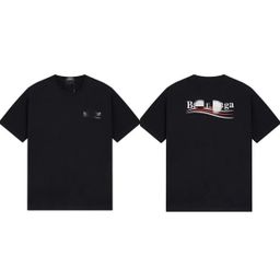 thumbnail for Foreign trade cross-border European code pure cotton high version Ba MM home shirt half sleeve letter print crew neck loose trendy brand short sleeves
