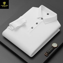 thumbnail for Cross-border American Twill Thick Cotton Polo Shirt Men&#039;s Long-sleeved T-shirt High-end Solid Color Lel Men&#039;s POLO