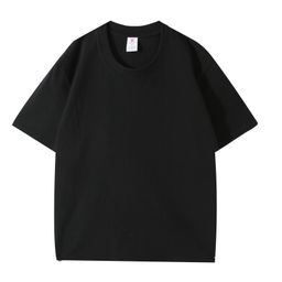 thumbnail for Summer 220G heavy net version pure cotton solid color short sleeve T-shirt men&#039s and women&#039s round neck loose small drop shoulder version tide