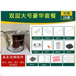 thumbnail for Stainless steel barbecue grill home balcony barbecue grill hanging grill outdoor charcoal barbecue grill hanging stove insulation and insulation