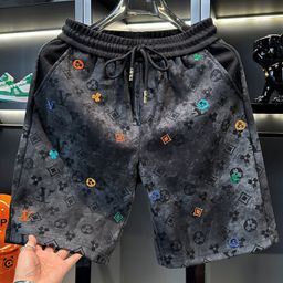 thumbnail for European high-end fashion embroidered casual sports shorts men's trendy brand 2025 summer new men's beach cropped pants