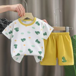 thumbnail for Children's Short-sleeved suit Cotton Girls' Summer Wear Boys T-shirt Baby Baby's Clothes Korean Style Children's Wear Shorts Sports