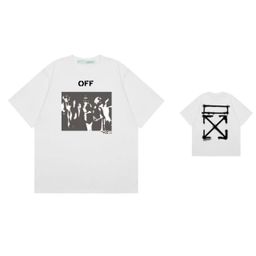 thumbnail for High-Quality Off War Gold-Stamped Strip Oil Painting Daisy Fireworks Religious Ow Short-Sleeve Loose T-Shirt for Men and Women Couple Style