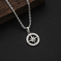 thumbnail for Amazon hot sale stainless steel fashion vintage compass for men and women Polaris ring pendant titanium steel necklace jewelry