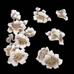 thumbnail for Embroidery magnolia flower group flower plain elegant magnolia embroidery piece cheongsam DIY accessories glue-free