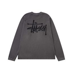 thumbnail for Stu American 2025 Autumn Logo Design Washed Raglan Sleeves 360g Waffle Long-Sleeved Retro T-Shirt