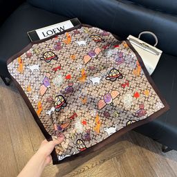 thumbnail for Silk scarf 70 square scarf high-end sense Korean fashion versatile professional faux silk scarf vintage printed silk scarf women