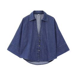 thumbnail for Cross-Border European and American Clothing Aliexpress Popular Lapel Wide-Sleeved Shirt Wide-Leg High-Waist Pleated Pants Denim Suit