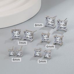 thumbnail for Cross-border zircon geometric square earrings fashion temperament raised earrings earrings ladies high luxury high-end simple wholesale