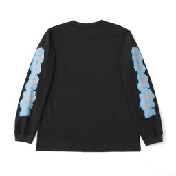 thumbnail for 26SS Cross-Border Direct Sup-Cracked Sleeve Double Arm Color Print Letter Loose Long Sleeve T-Shirt