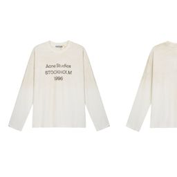 thumbnail for Cross-border exclusive for European and American ins style high gram weight for men and women of the same pure cotton double gauze long-sleeved letter T-shirt