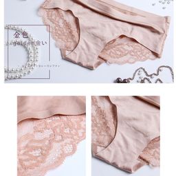 thumbnail for Lace Seamless Underwear Women&#039s Ice Silk Mid-Waist Pure Cotton Crotch Large Size Sexy Breathable Japanese Style Women&#039s Briefs