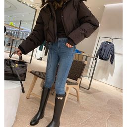 thumbnail for 2024 Round-toe metal buckle boots for women not over the knee versatile casual mid-high knight boots batch belt buckle