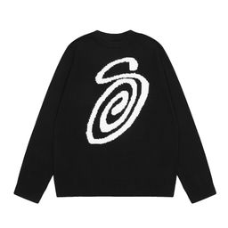 thumbnail for 2023 cross-border European and American foreign trade spot new S letter series mosquito coil big jacquard logo solid color crewneck sweater