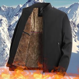 thumbnail for Graphene Middle-Aged Men's Stand-Up Collar Jacket 2024 Autumn and Winter Warm Fleece-Lined Dad Winter Outwear Men's Shirt Top