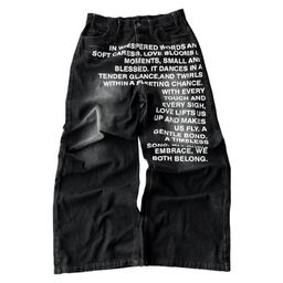 thumbnail for Millennial men's jeans, vintage american pattern, lettered jeans, streetwear, goth, harajuku, hip-hop men