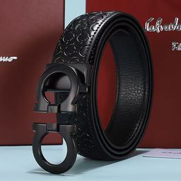 thumbnail for Belt Men&#039s Genuine Leather 8-shaped Buckle Men&#039s Cowhide Smooth Buckle Business Pants Belt Men&#039s High-grade Durable Smooth Buckle