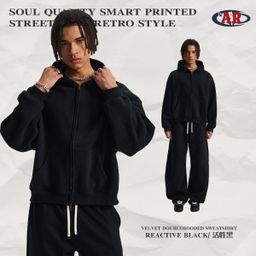 thumbnail for 2026 Fall/Winter BOXY Short Zipper Cardigan New Dropped Shoulder Loose Men's and Women's Hooded Fleece Sweatshirt Cross-border Factory