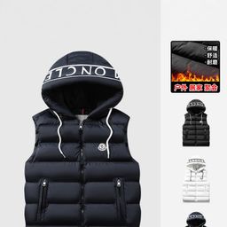 thumbnail for 2535 # Mk's New Winter High Version Stand-Up Collar Hooded Sleeveless Letter down Jacket Vest Fashionable and Warm Couple