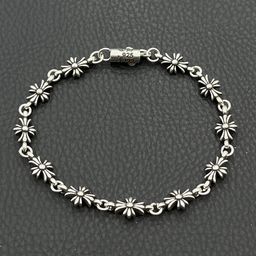 thumbnail for Ch Trendy Brand Crowe S925 Retro Sword Letter Cross Flower Dice Scout Flower Ball Full Flower Bracelet Jewelry